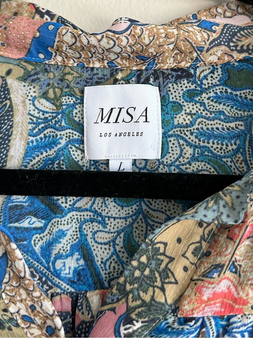 MISA Los Angles Mita Dress in patchwork Batik Size L - Picture 5 of 8